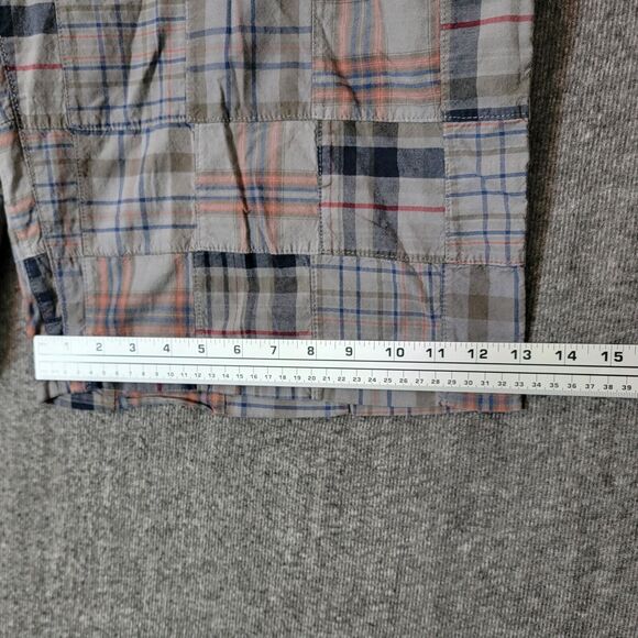 Urban Pipeline Shorts Mens 40* Gray Plaid Madras Patchwork 11" Inseam Bermuda - Picture 5 of 9